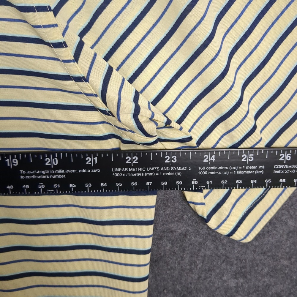Greg Norman PLAY DRY Mens Polo Shirt Striped Yellow Blue Black Short Sleeve L - Picture 10 of 11